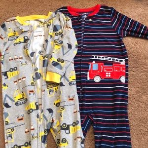 Two Pairs of Fleece Zip Up Pajamas